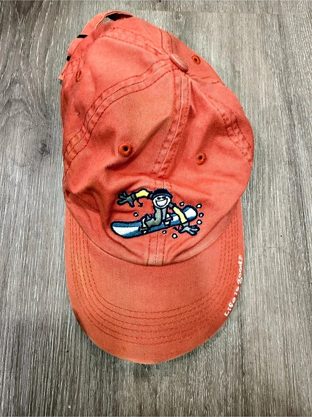 Life is Good Embroidered Cotton Baseball Cap in Orange